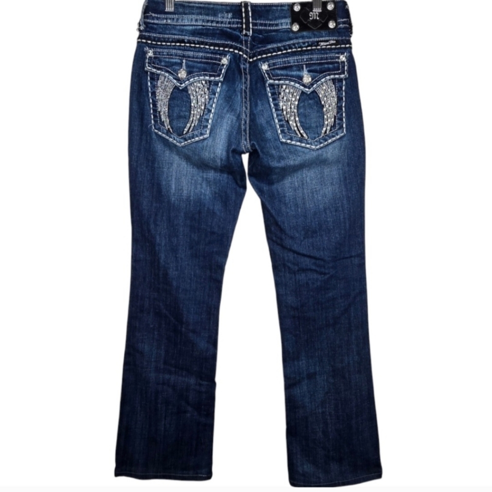 Miss Me Women's Boot Cut Jeans - Dark Blue with Silver Accents sz 30